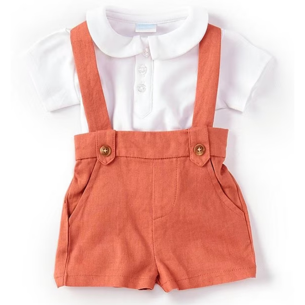 Edgehill Collection Short Sleeve Knit Shirt and Suspender Short Set